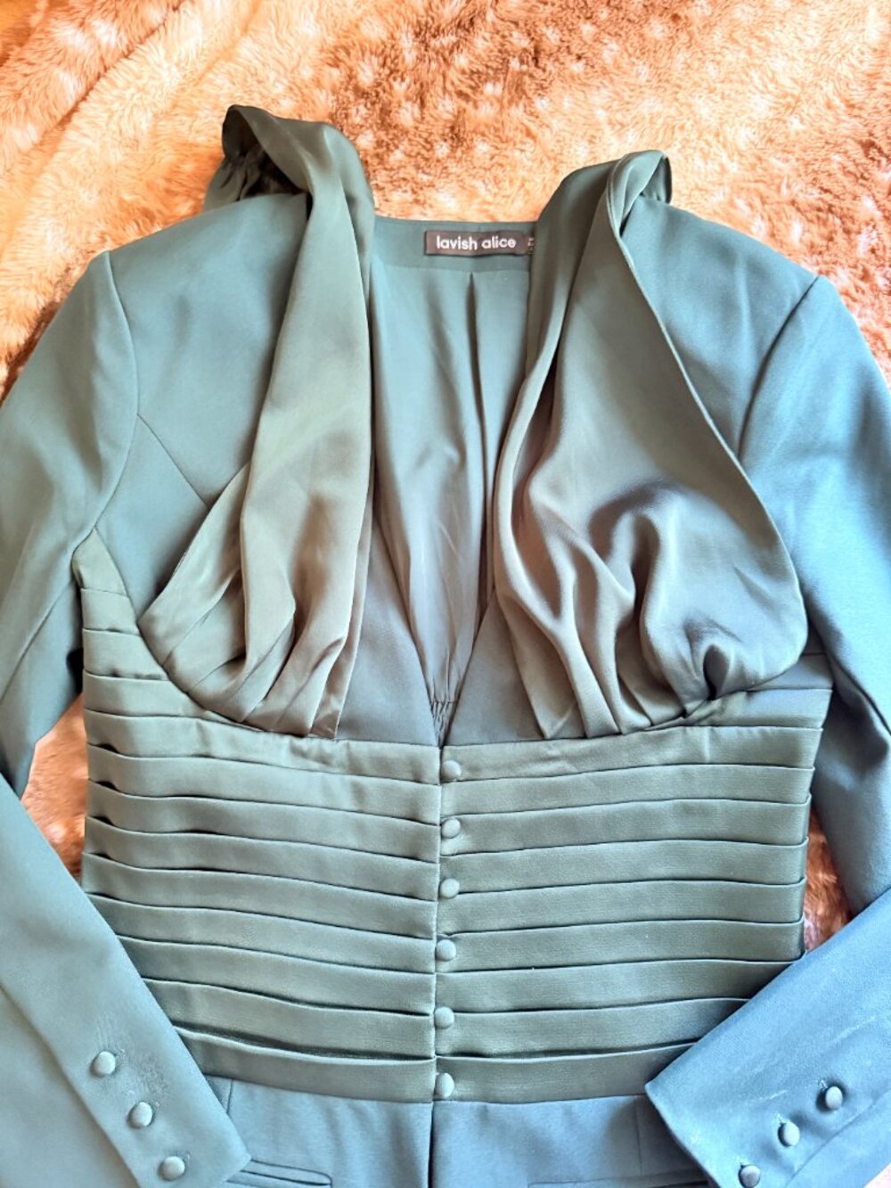 US 8 Lavish Alice Emerald Green Satin Mix Halter Neck Blazer Trouser Set - Picture 6 of 9